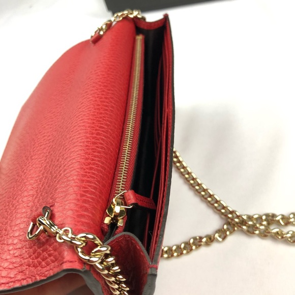 NWT Gucci Red Small Crossbody Wallet With Chain - Picture 4 of 12